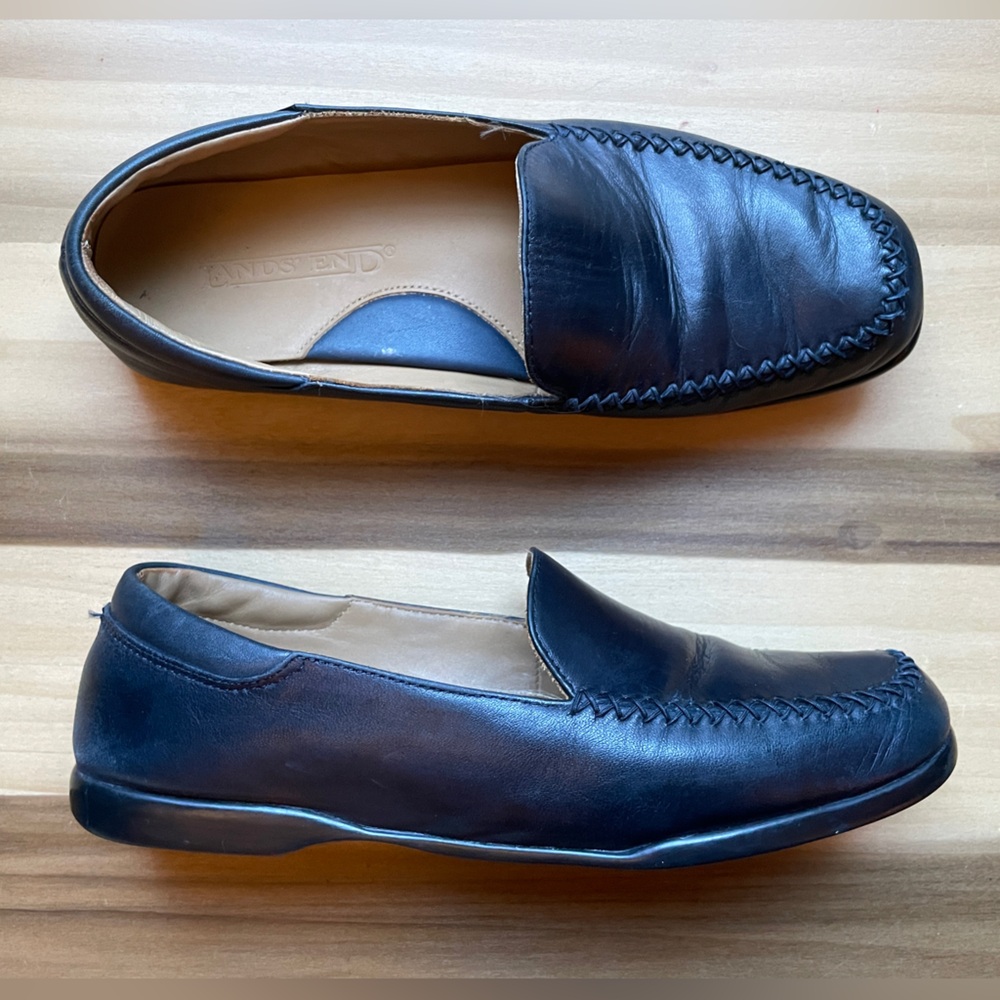 Lands' End Dark Leather Slip-Ons